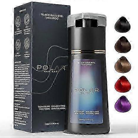 Polar Haircare Instant Natural Dye Shampoo: Instant Color for Gray Hair Coverage, Suitable for Women & Men, Hair Dye Shampoo