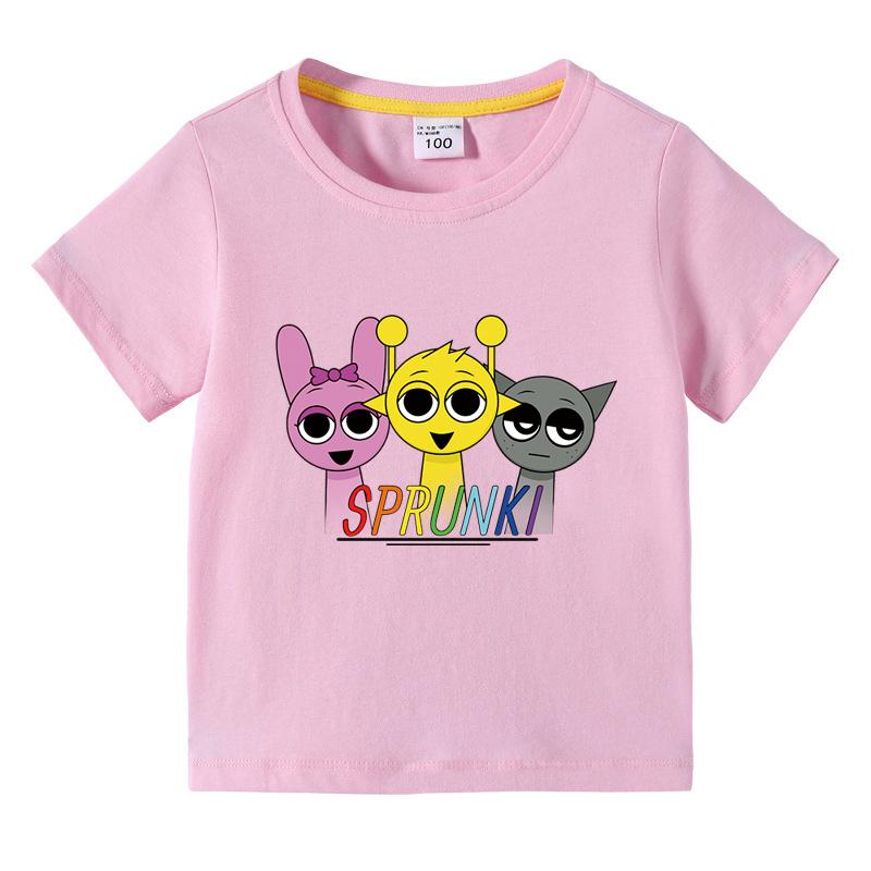 2025 Summert Shirt Sprunki Kids Clothes Incredibox Boys Girls Cotton T-shirts Cartoon Game Character Print Tops Cool Comfortable Short Gift