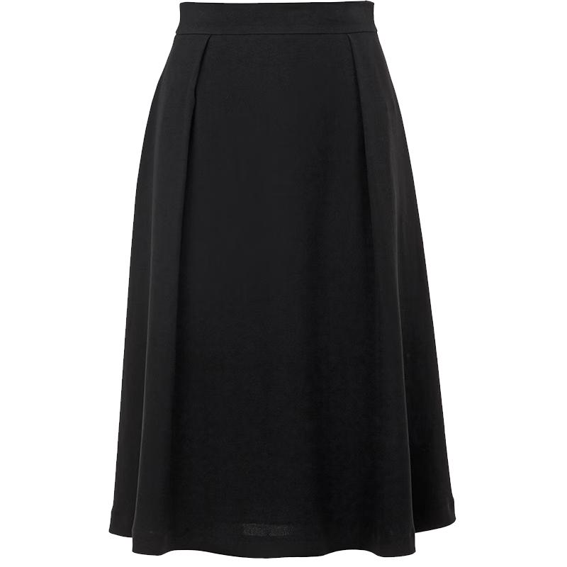 LANCY Hepburn Style Black A-Line Midi Skirt