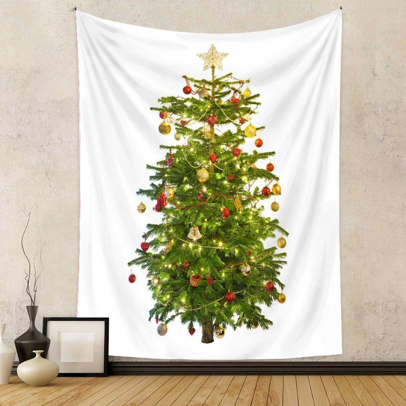 White Pine Tree Wall Tapestry Realistic Green Evergreen Conifer Minimalist Simple Nature Botanical Holiday Decor Durable