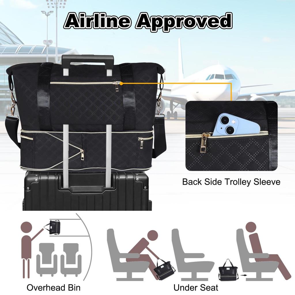 Korean Style Expandable Travel Bag - Large Capacity, Wet/Dry Separation, Sports & Student Carry-on