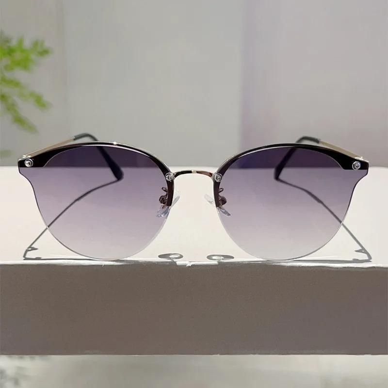 Luxury Designer Brand Half Frame Sunglasses Women For Men Popular Rivet Vintage Sun Glasses Punk Outdoor Driving Metal Eyewear