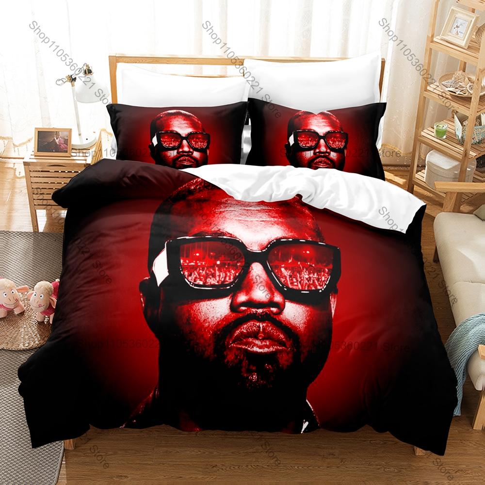Psychedelic Graduation Bear Graphic Ye Kanye West Vintage Hip Hop Star Bedding Set Duvet Cover With 2 Pillowcases Teen Urban