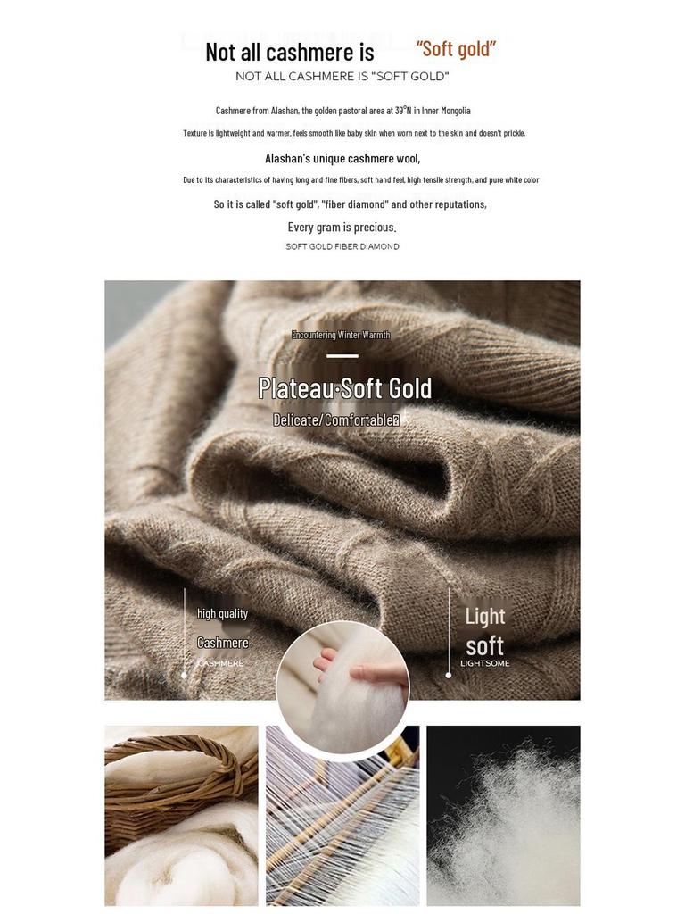 Men's Cashmere Half-High Neck Long Sleeve Knit Sweater - Warm, Business Casual, Plus Size Available