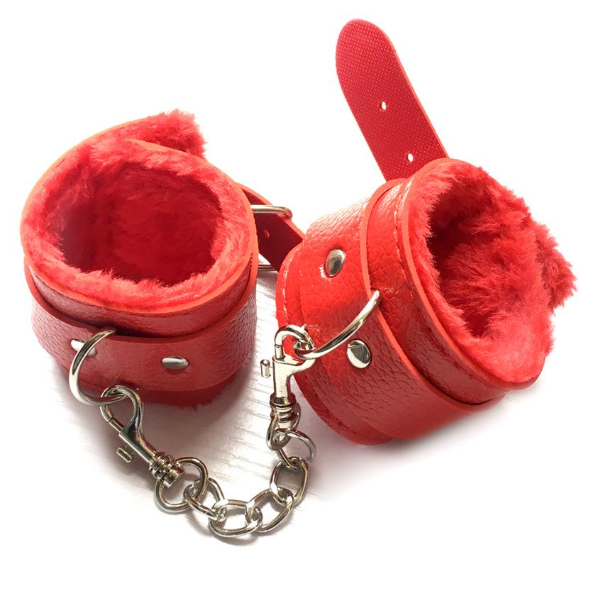 Sextoy Fetish SM Leather Lychee Pattern Bondage Handcuffs & Anklets for Women