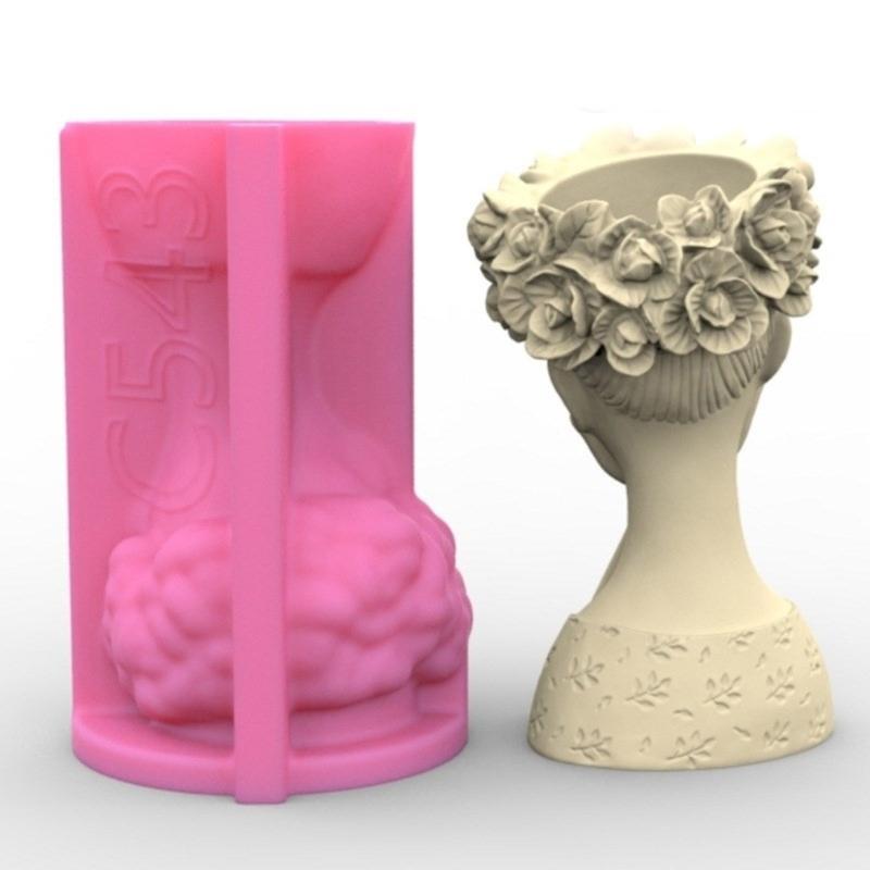 Silicone Mold Flower Wreath Girl Flower Pots Molds Succulent Planter Vase Exploy Casting Mould Home Decorations Crafts