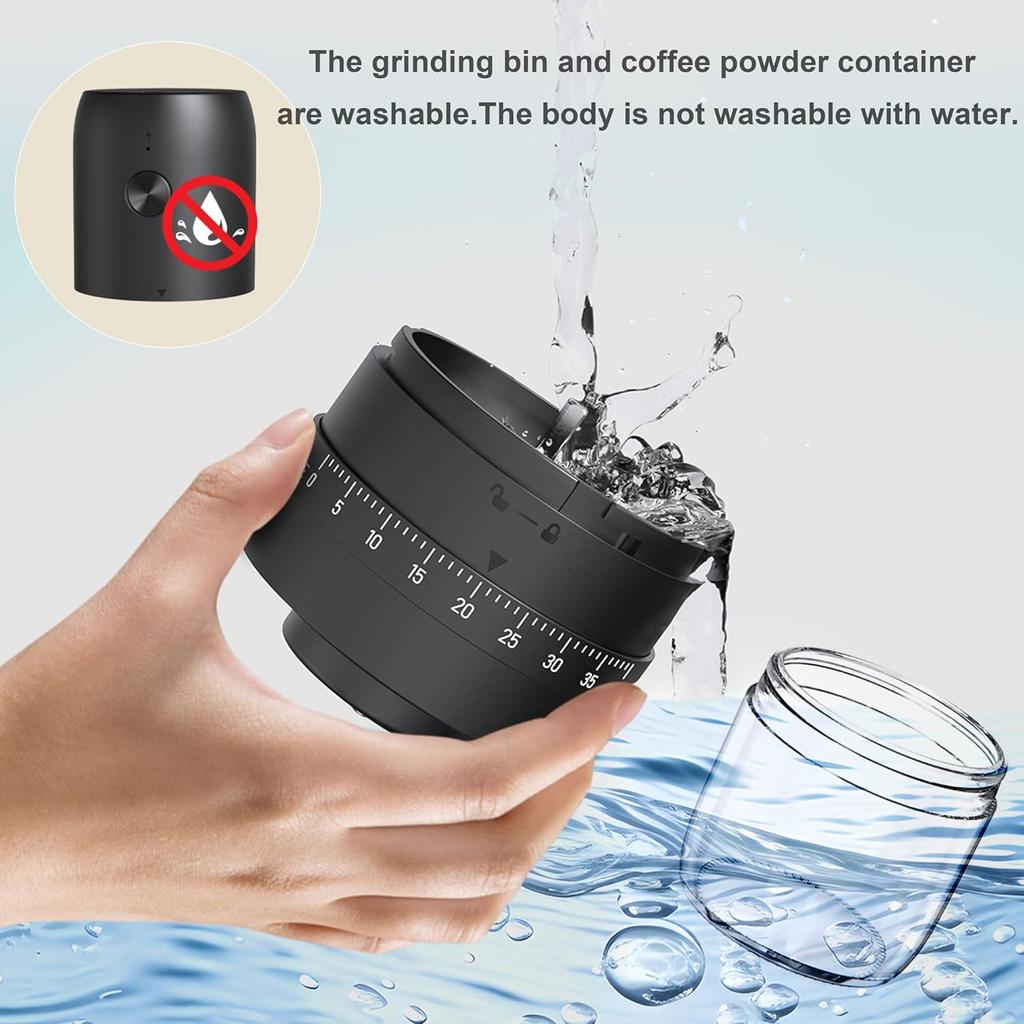 Portable Battery Powered Burr Coffee Grinder 35g Capacity 1800mAh Rechargeable Coffee Bean Grinder with Conical Ceramic Burr
