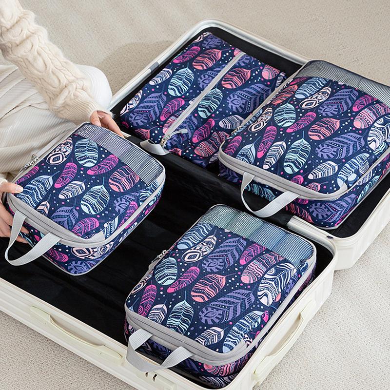 4Pcs Compression Storage Bag Large Capacity Foldable Packing Cubes Washable Expandable Luggage Storage Bags Set