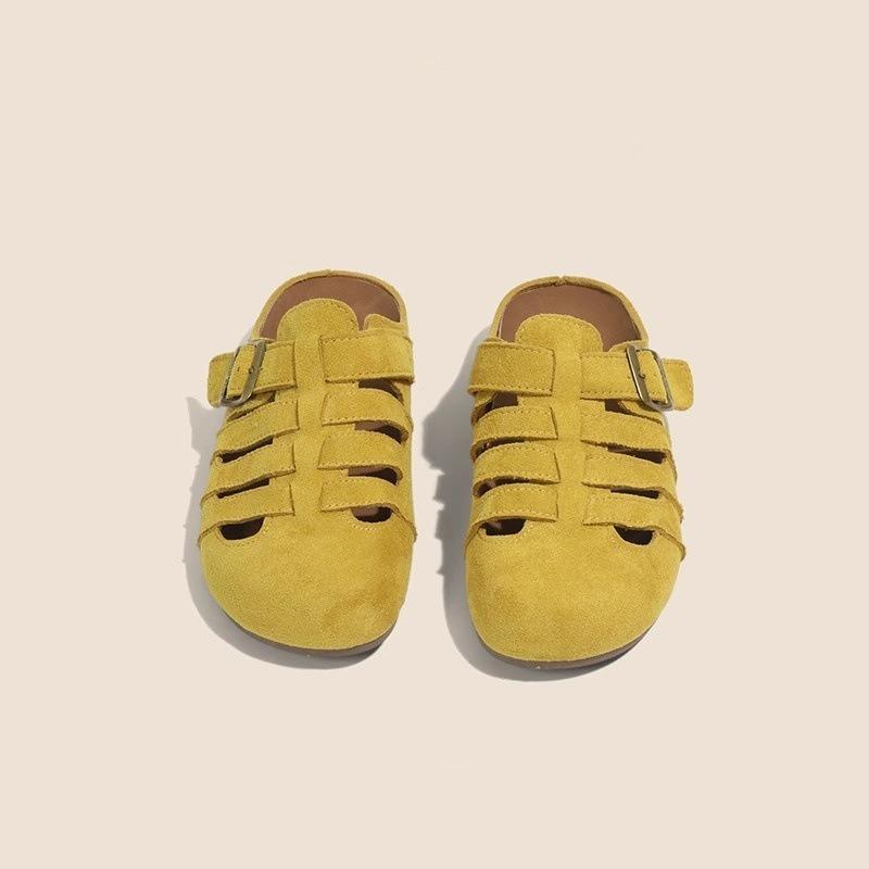 Versatile retro baotou half slippers women's outer wear summer new lazy hollow slippers platform sandals
