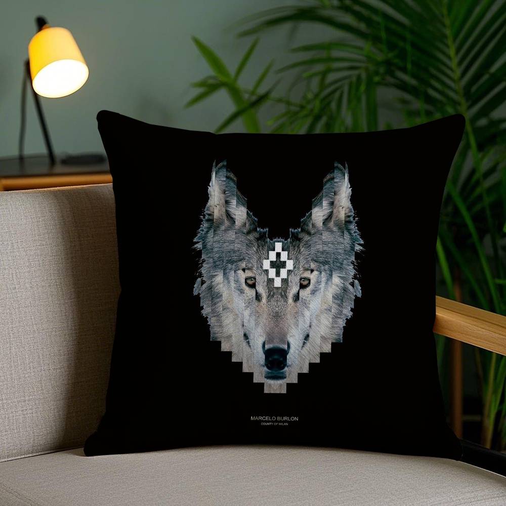 M-MarceloS B-Burlon Pillow Case Sofa Short Plush Double-sided HD Printing Room Home Office Gift Cushion Cover