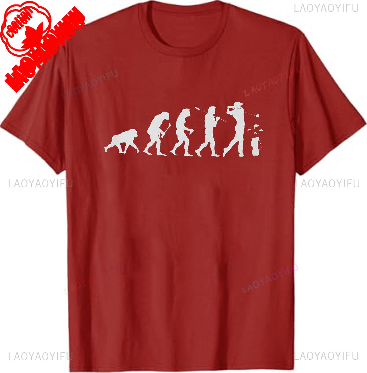 Evolution of Golf T Shirt From Ape Through Prehistoric Man To Driving Golf Player Graphic T Shirts Funny Men Women Cotton Tees S