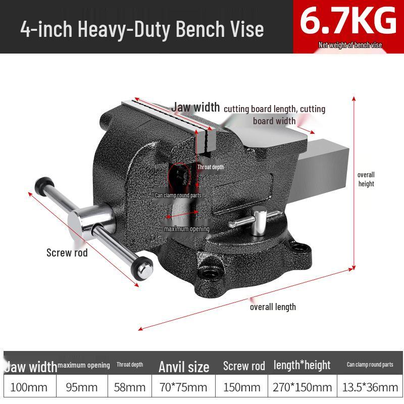 Meike Heavy-Duty 6-Inch Multifunctional Bench Vise for Workbench