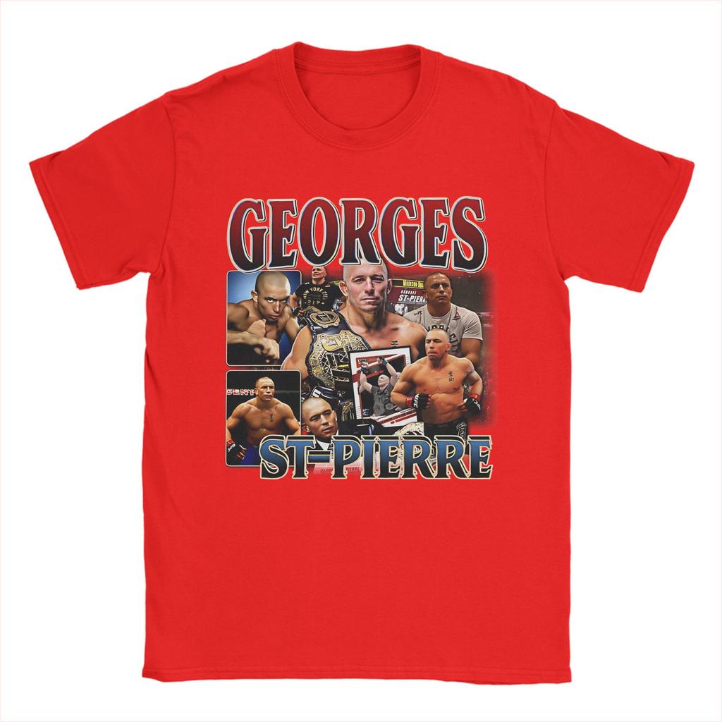 Georges St Pierre T-Shirts für Herren Baumwolle Neuheit T-Shirt Rundhals T-Shirt Kurzarm Oberteile Grafisch Bedruckt