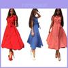 Elegante Abito Lungo da Donna con Opzioni Colorate in Tessuto Misto Cotone per l'Estate