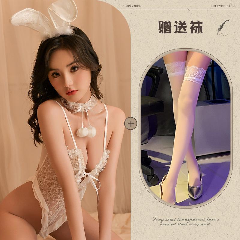 Sexy underwear cute milk rabbit pure lace girlish feeling sexy slim thin one-piece pure desire perspective
