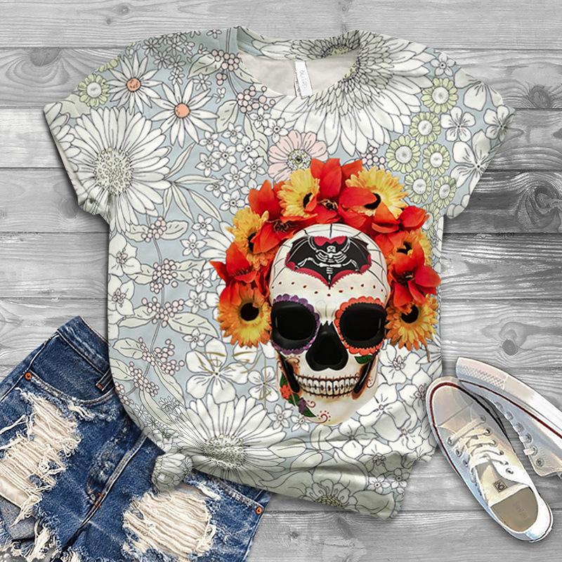 Uformell Kortermet Trykket Moteriktig Oversized 3D Topp Mønster T-skjorte for Menn Komfortabel Sommer Rund Hals