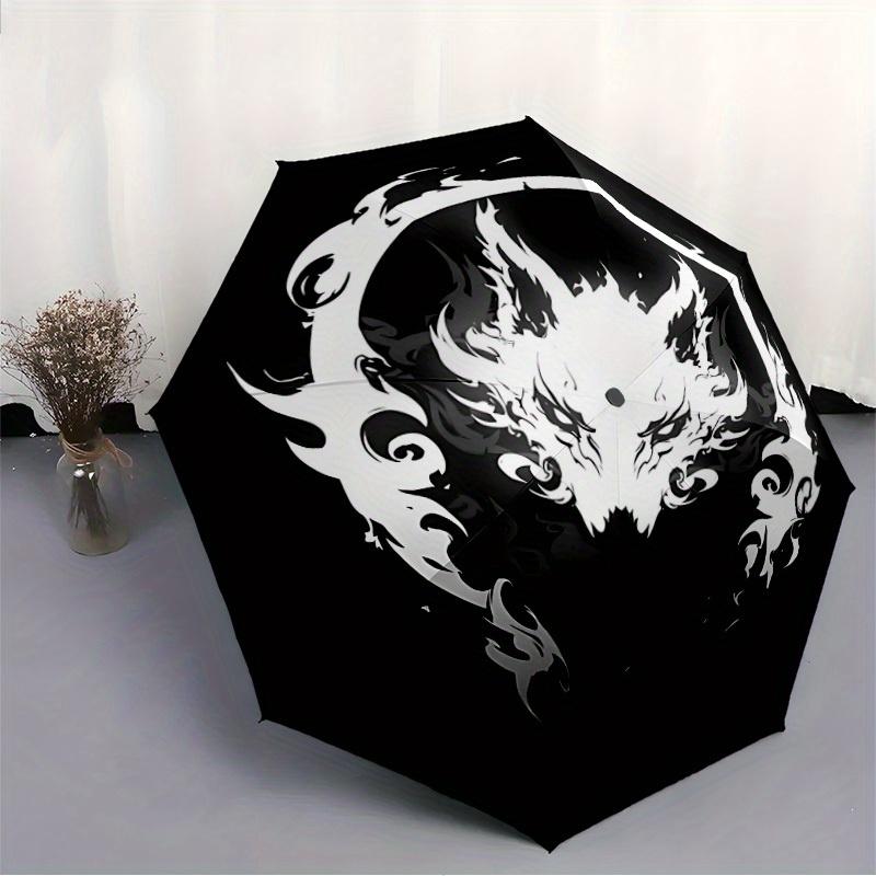 1pc Dragon Emblem Automatic Open/close Umbrella, 8-Rib sturdy structure, Portable Travel Umbrella, Parties, Everyday Use, Outdoor Accessory,