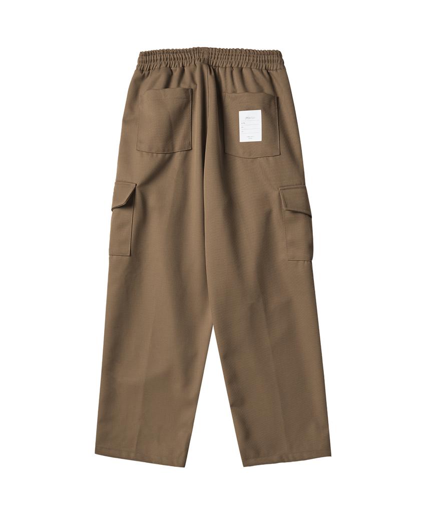 LMN3011 2-Pleat Wide Cargo Pants - Beige