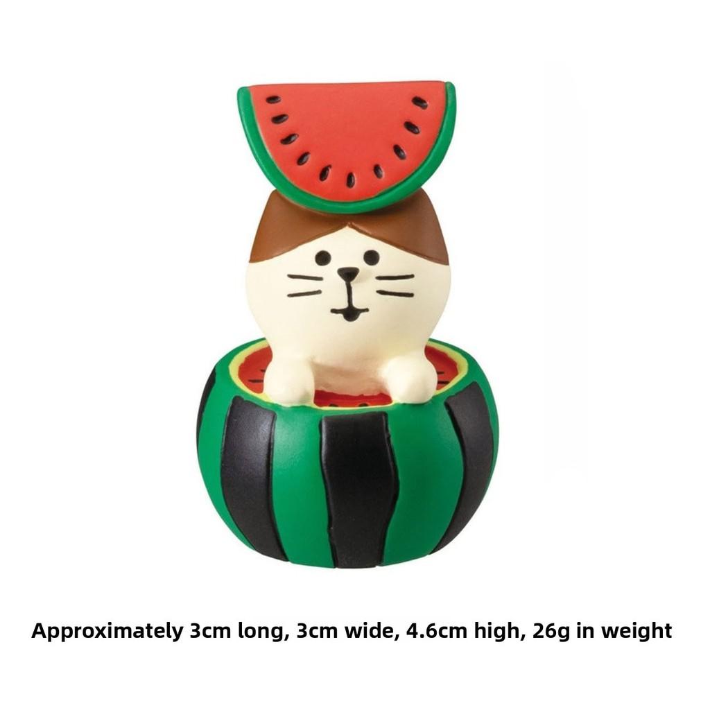 Summer Watermelon Cat Resin Figure For Kids And Office Decor