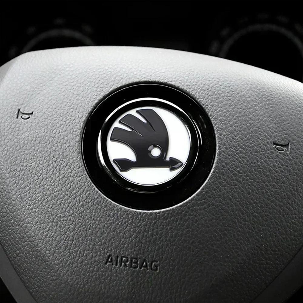 ABS Car Steering Wheel Sticker Badge Decoration Accessories For Skoda Superb Octavia Rapid Kodiaq Kamiq Karoq Fabia VRS Yeti A7 nb80