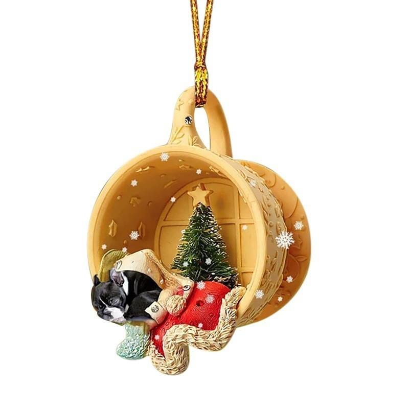 Cartoon Acrylic Cute Flat Dog Cup Holiday Ornament For Car Interior Decoration