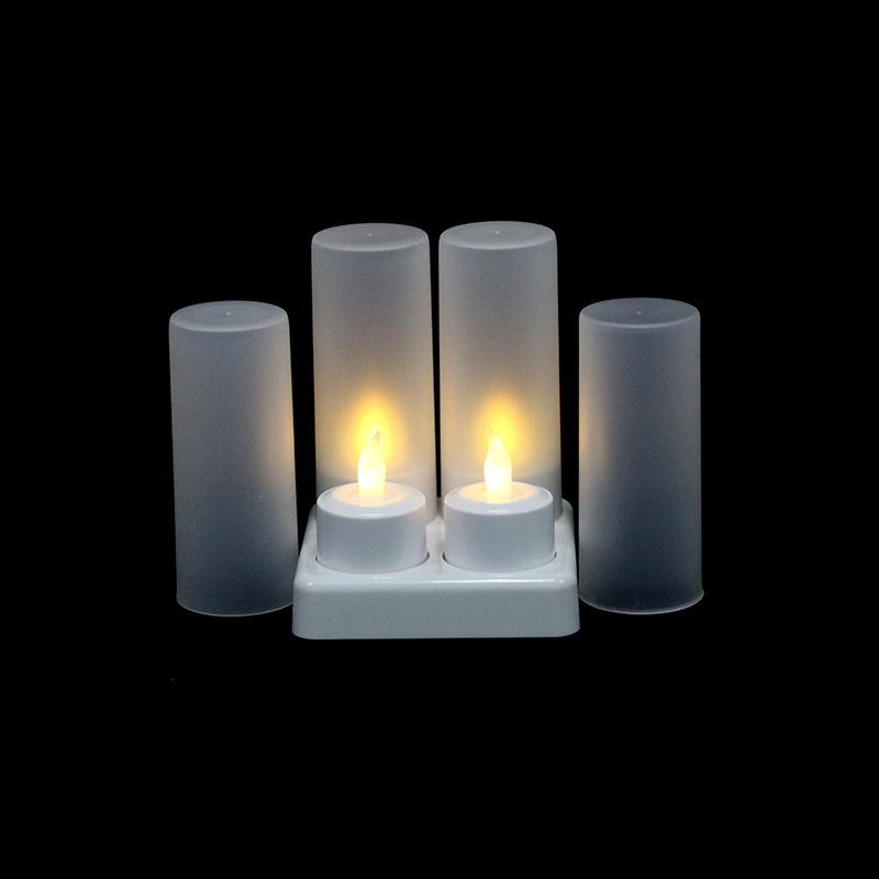 4-Pack Rechargeable LED Candles led Lamp Flameless Tealight Xmas Christmas Valentine Wedding Church Home Table Decoration