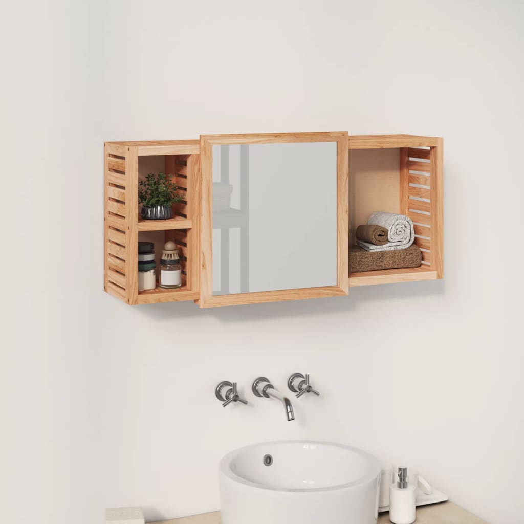 Mirror Cabinet 80 X 17 X 34 Cm Solid Walnut Wood