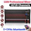 110V 6/8/12/16 Channel 6 Music Modes USB bluetooth Mixing Console Amplifier Computer Playback Phantom Power Effect Audio Mixer