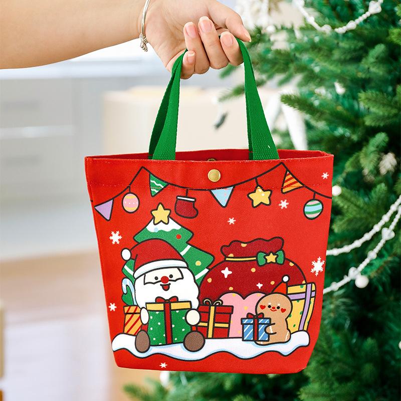 Милая рождественская холщовая сумка Мультяшный Санта Клаус Застежка Упаковочный пакет для подарков Высокоценная рождественская подарочная сумка Праздничные принадлежности для вечеринок