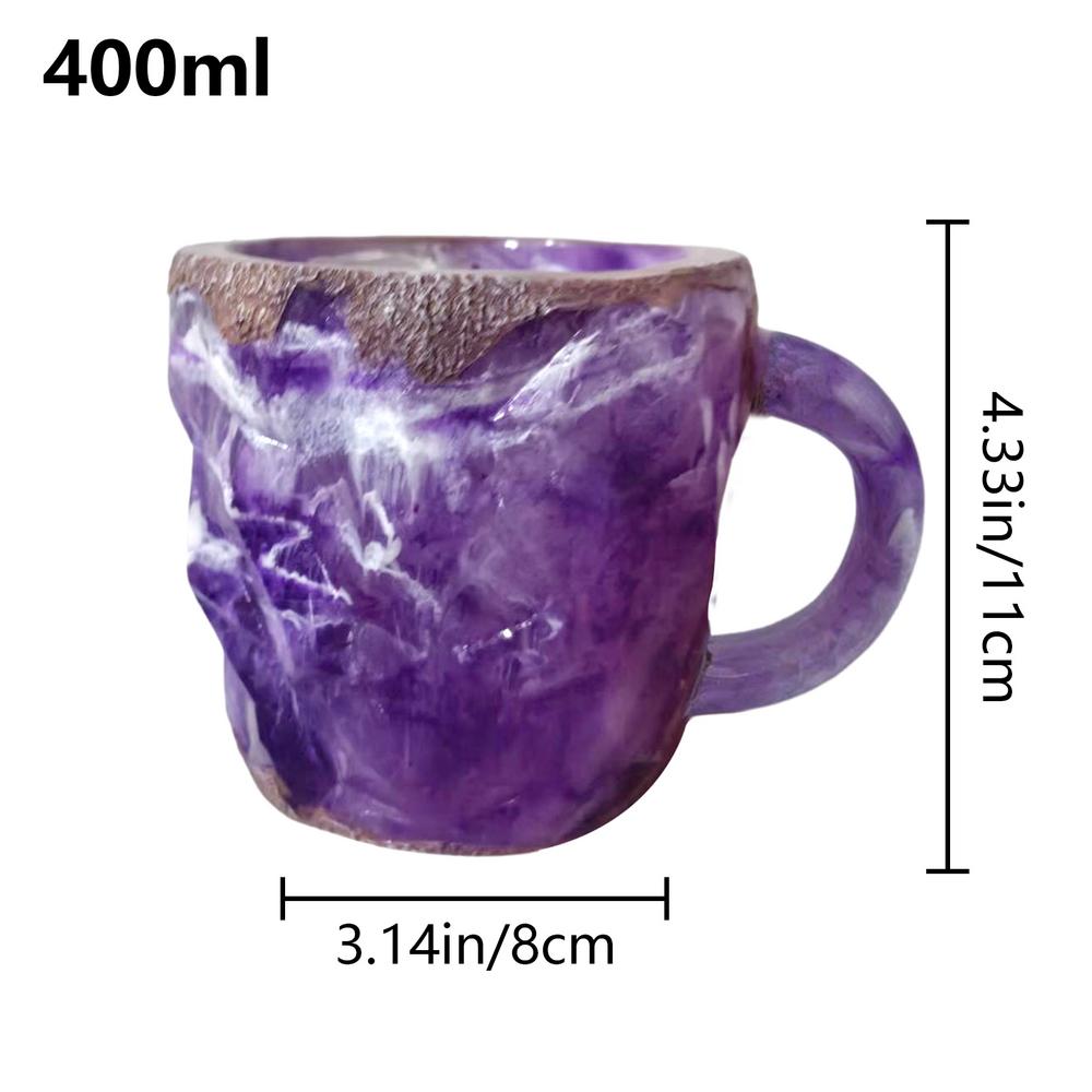 

Hand Carved Crystal Decorative Mugs Natural Coffee Tea Cup Crystal Decor Coffee Drinking Photobooth Props Beverage Drinkware 400ml фиолетовый
