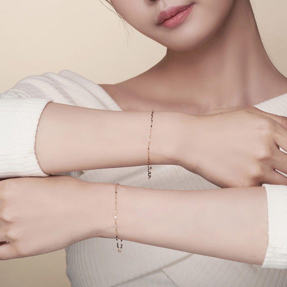 14K Gold Bracelet Chain, Shining Single Line