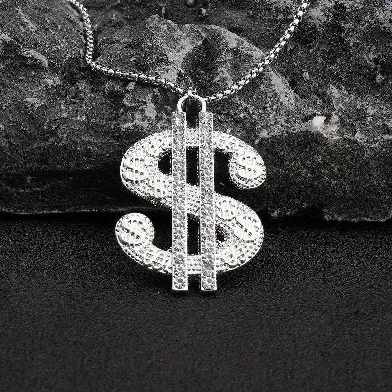 Dollar symbol necklace European and American hip hop exaggerated diamond-encrusted dollar pendant metal dollar pendant chain