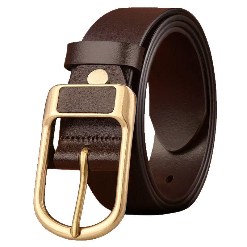Men's Retro Genuine Leather Belt - Pin Buckle Cowhide Waist Belt for Business and Casual Wear, Suitable for Middle-Aged and Young Men.