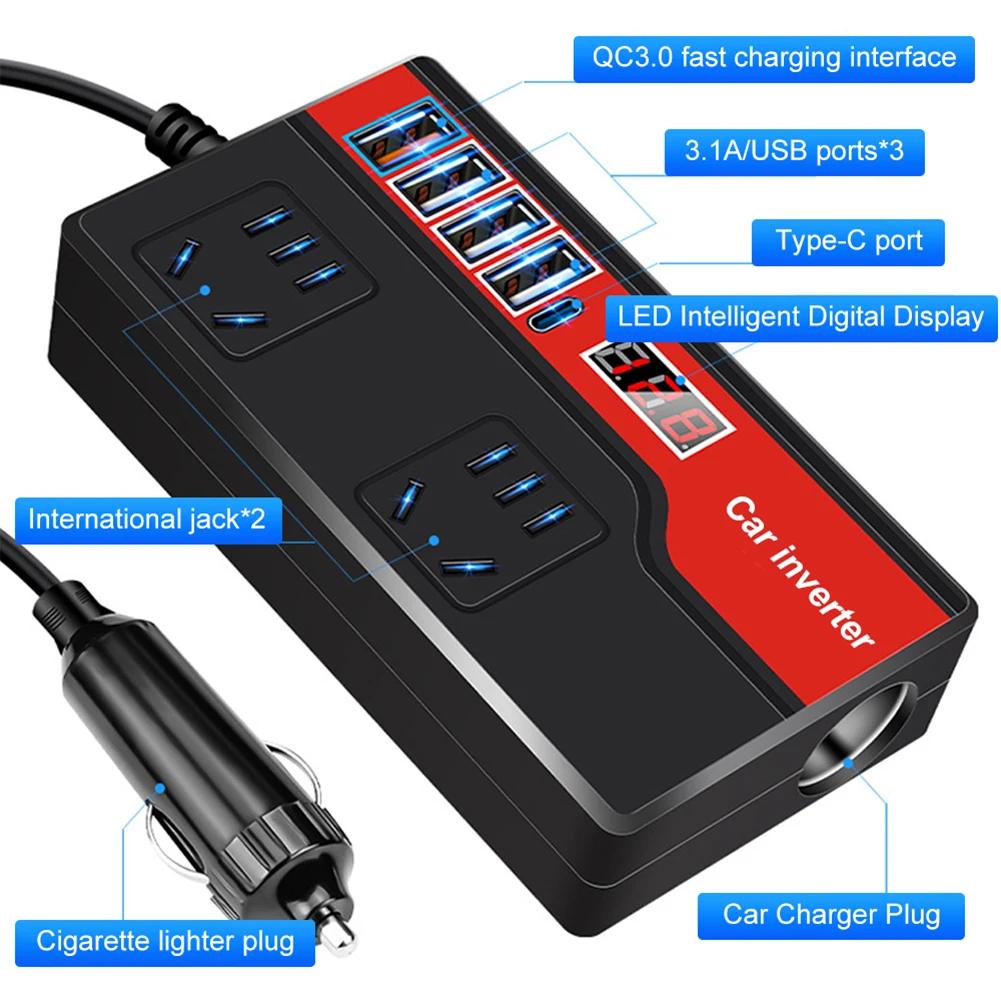 Car Power Inverter Converter DC 12V/24V To AC 220V Car Power Converter Charger 2000W 4 USB 3.0 Electronic Device Charging