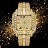 Women's watch, elegant square design, set with zirconia, quartz movement, with calendar function, elegant and fashionable. Ideal