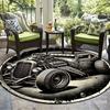 Vintage Car Engine Round Rug Flannel Printed Outdoor Patio Mat Automotive Decor Garage Theme Furniture Home Interior Design