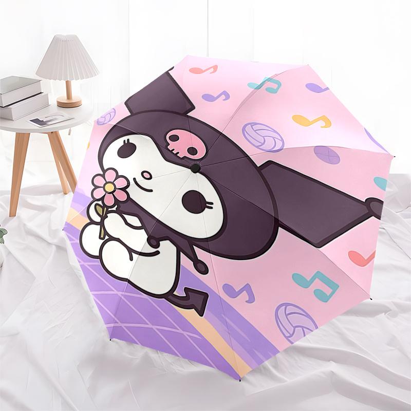 

Kuromi s Floral Delight: Automatic Opening/Closing Umbrella with 8-Bone Iron Frame, Portable Folding Design for Outdoor Use, Perfect Festiva