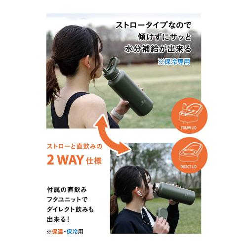 CB Japan SOLUND Active Bottle, 1.9L, Beige, Straw-Free, 2-Way Vacuum Insulated, Dual-Layer Design, Santeco Active Bottle