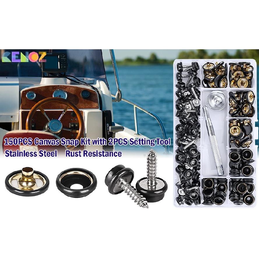 150Pcs/Set Snap Fastener Button Screw Studs Kit for Boat Cover Tent Marine Grade Snap Fastener Stainless Steel Snap Buttons