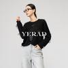 Design sense hollow out burr knitted sweater women's clothing long sleeved personalized good-looking inner jacket