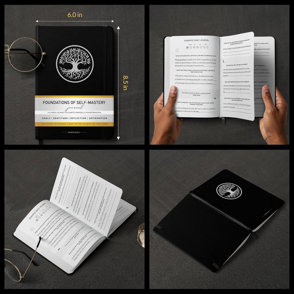 Foundations of Self Mastery Journal – Guided Daily Planner for Men & Women | Goal Setting, Gratitude, Manifestation, Affirmation, Reflection,