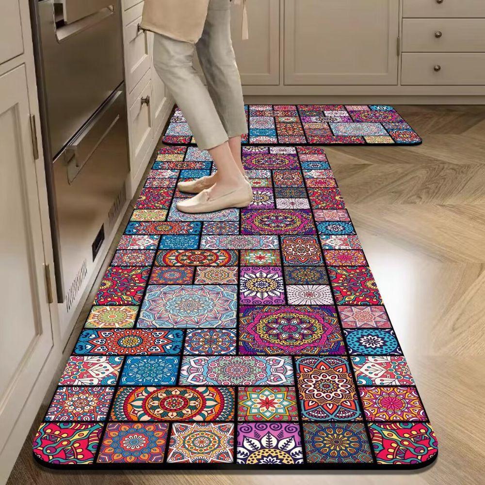 Flanel Nieuwe Stijl Vloermat Bohemien Keuken Badkamer Waterabsorberend Vlekbestendig Waskamer Tapijt Huisdecoratie 50X80cm