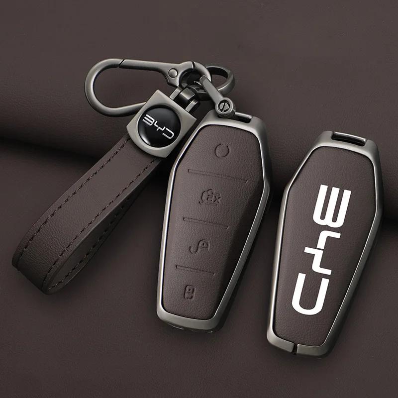 Styling Mouldings Alloy Car Key Case Cover Shell For BYD Song Plus Atto 3 Han EV Tang DM Qin Seal Dolphin Remote Fob Holder Keyc