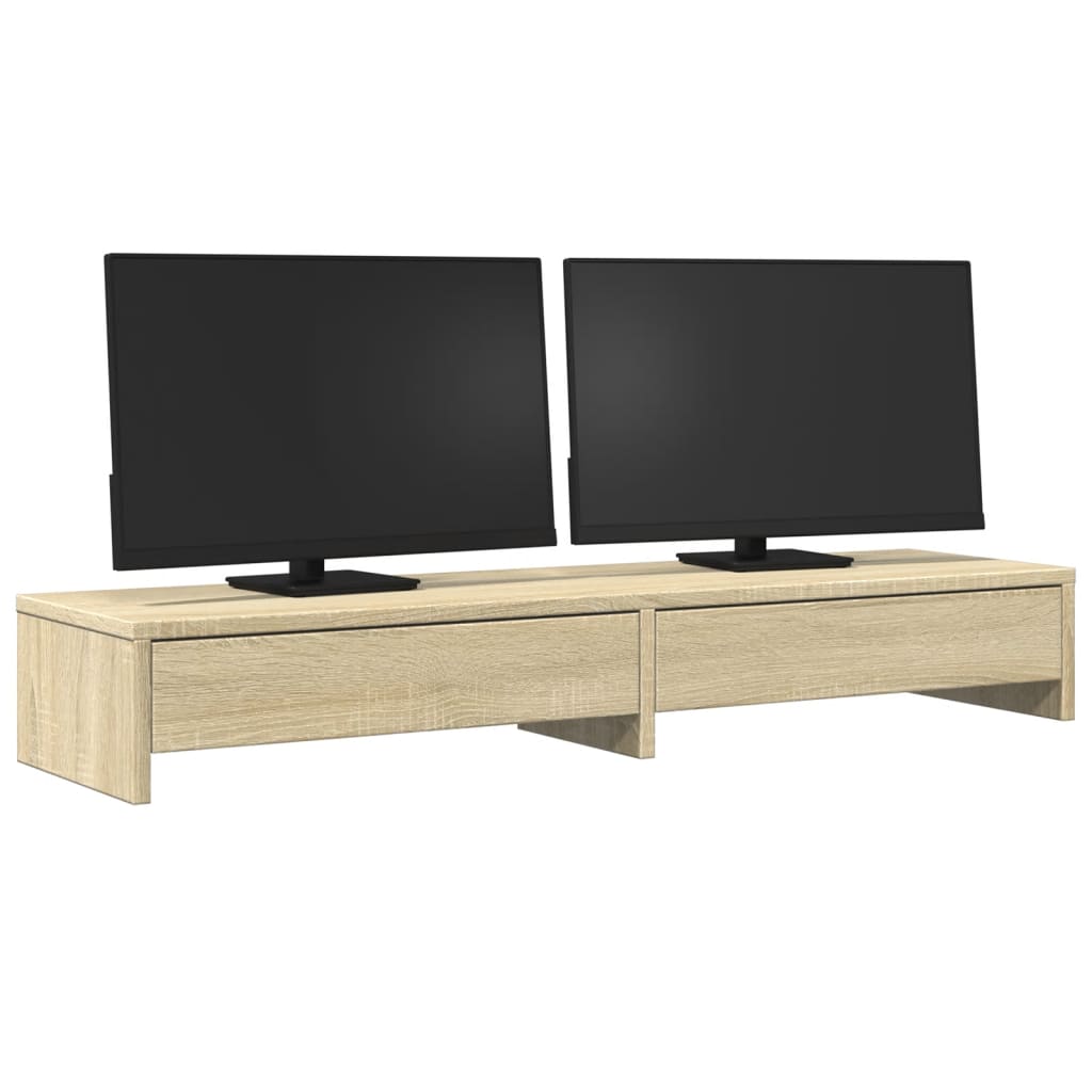 Vidaxl Podstawka Pod Monitor, Z Szufladami, Dąb Sonoma, 100X27X15 Cm