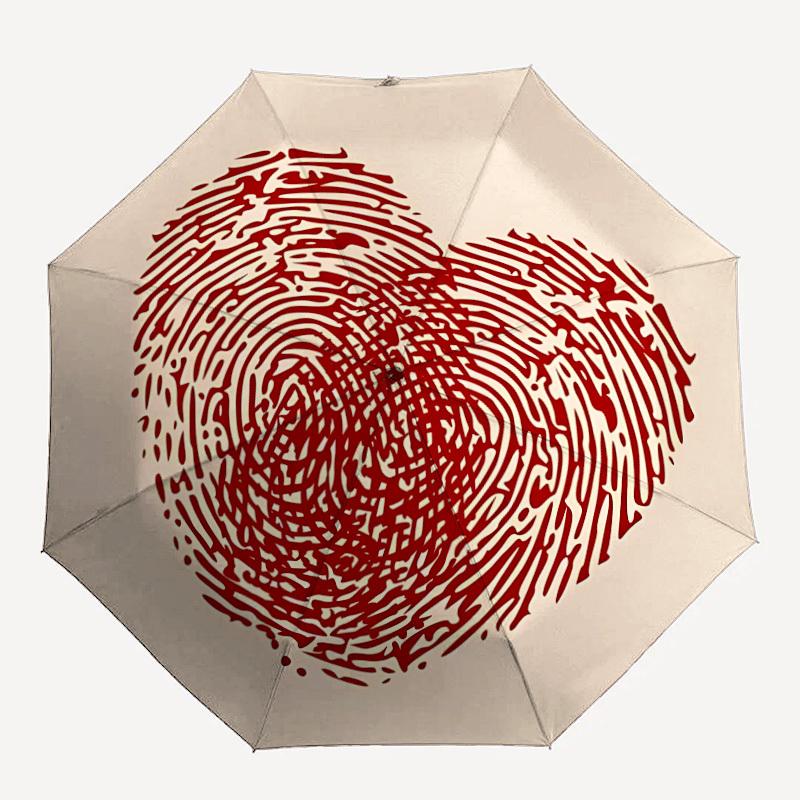 

1pc Heartprint Fingerprint Automatic Open/Close Umbrella, Portable Folding Umbrella for Travel, Themed Events, It is suitable as a gift for various fe