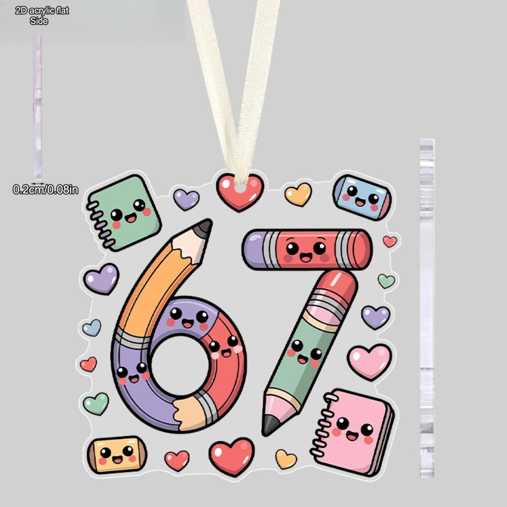 Number 67 Hanging Ornament - Acrylic Six & Seven Pendants with Pencil-Shaped Hanging Loop, Graduation Decorations Suitable for New Year