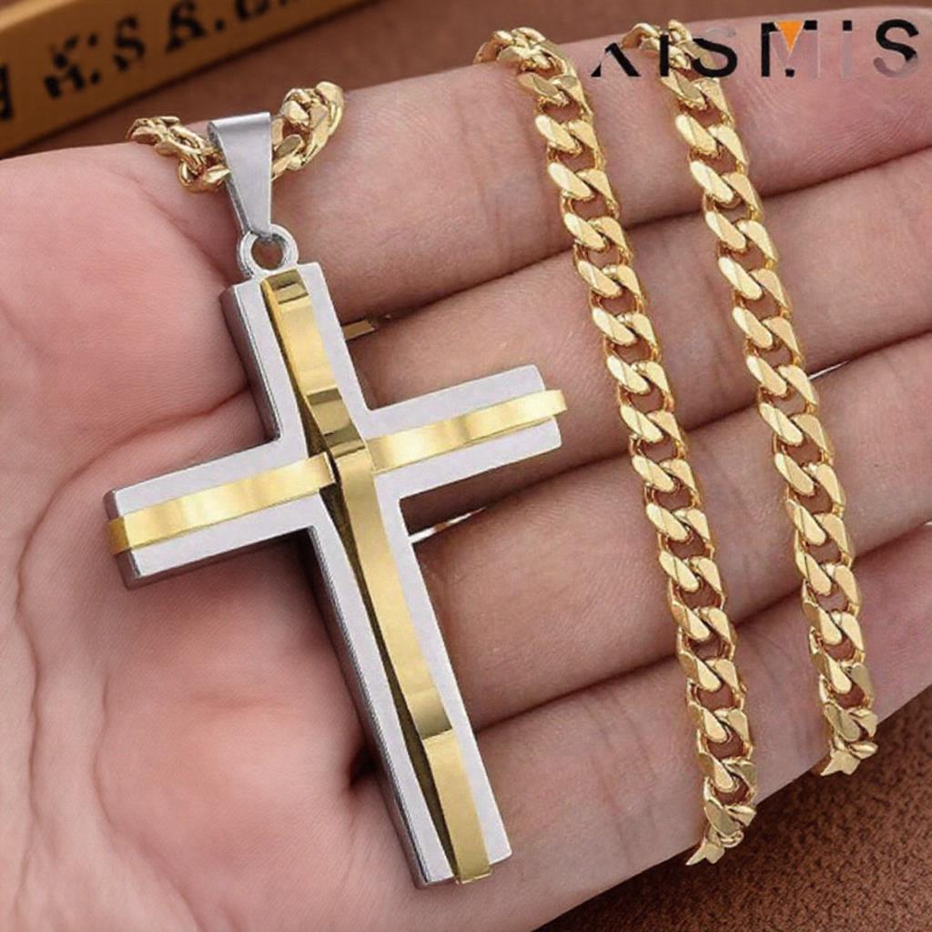 1PC Mens Cross Pendant Necklace Hip Hop Jewelry Accessories Fashion Trendy Necklace for Men