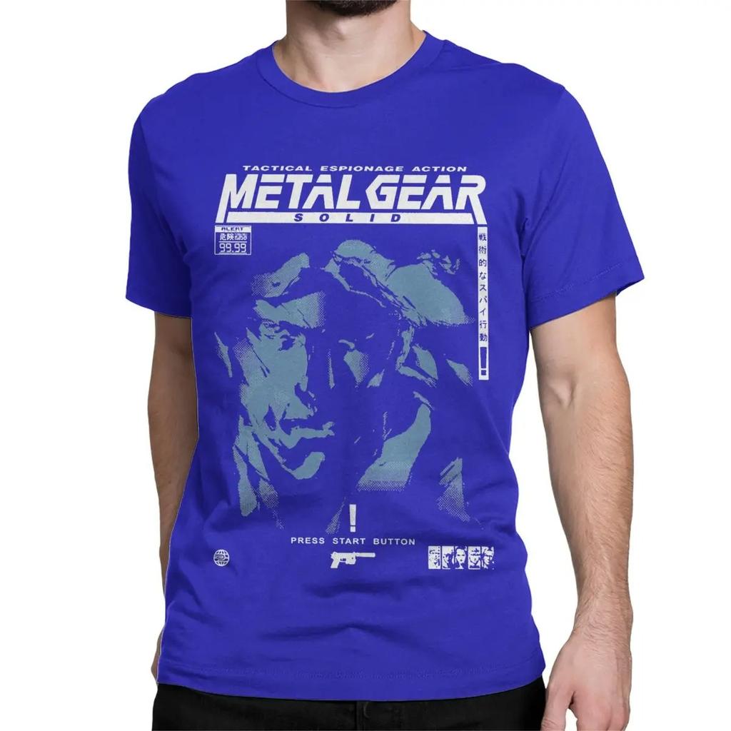 Herren Damen MGS1 Solid Snake Spiel T-Shirt Metal Gear Baumwolle Oberteile Lustige Kurzarm Rundhals T-Shirts Klassische T-Shirts