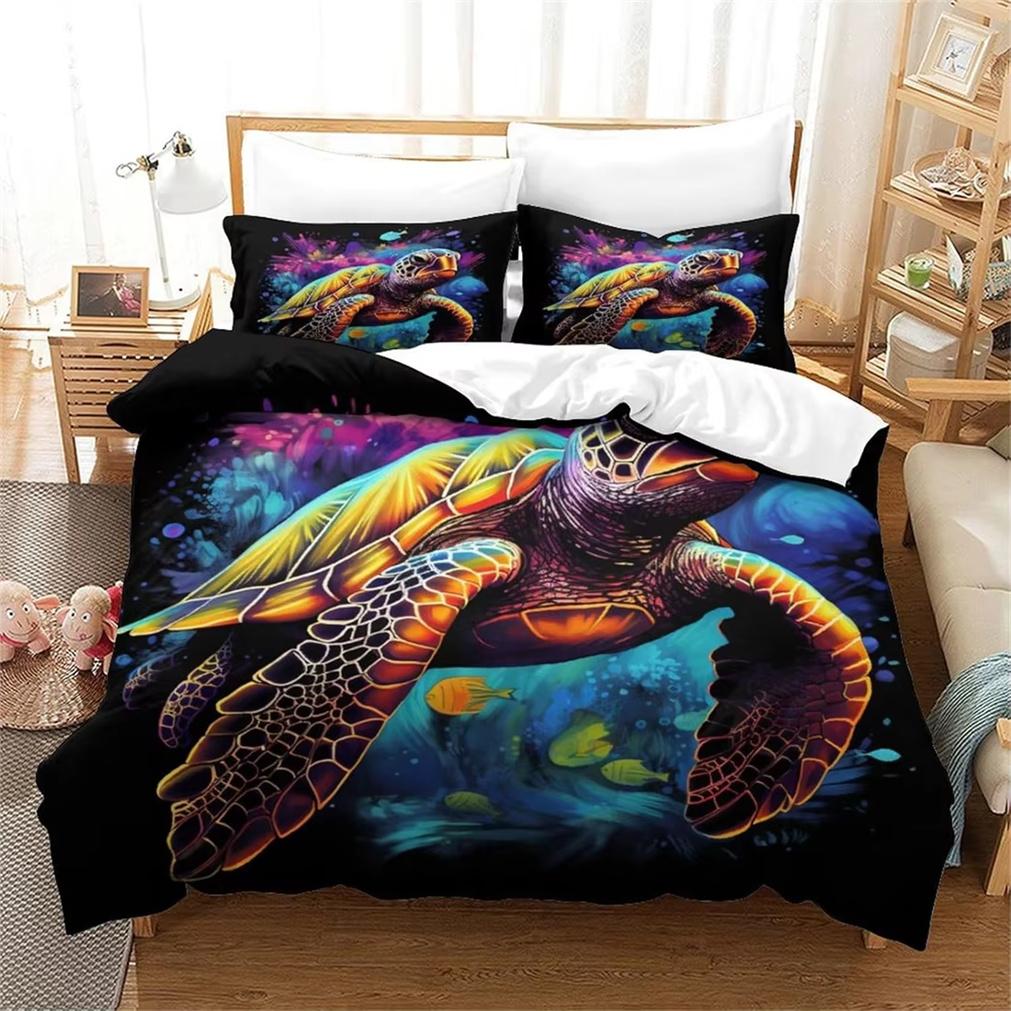 Sea Turtle Bedding Single 3Dturtle Printed Duvet Cover Set For Adults Boys And Girls,2 Pieces With 1 Duvet Cover And Pillowcases