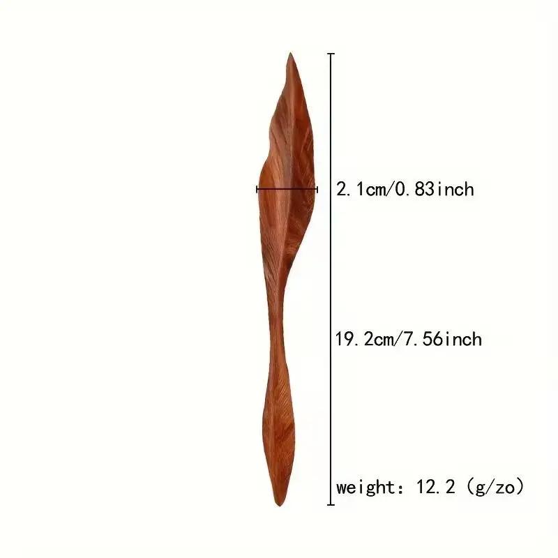 1pc Retro Sandalwood Hairpin New Chinese Style Cheongsam Pan Hair Headpiece Willow Leaf Shape Ancient Style Wooden Hairpin